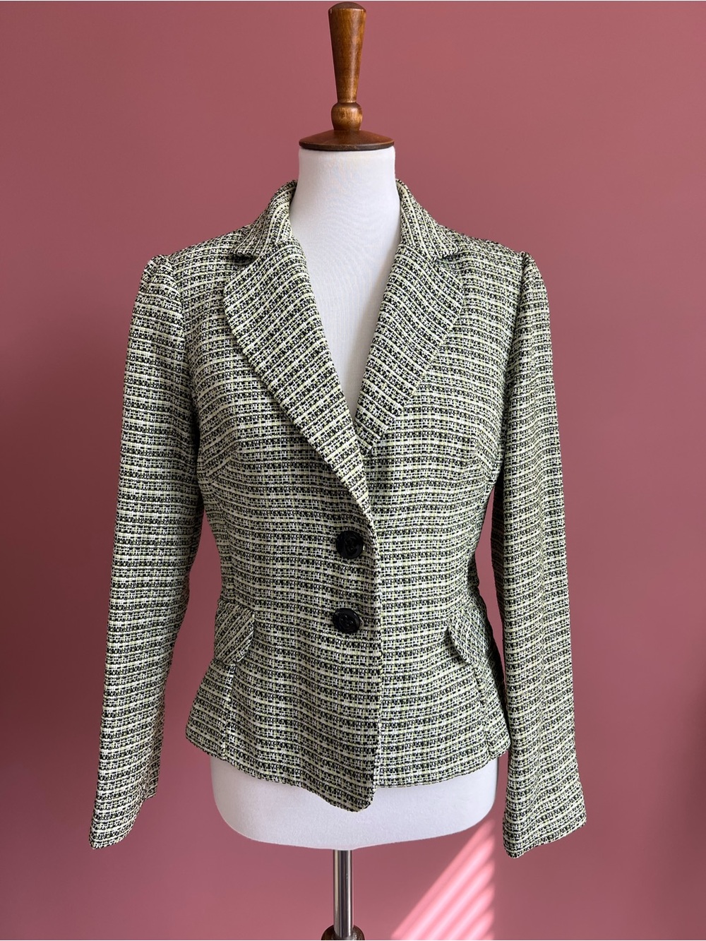 Larry Levine Black Ivory Tweed Blazer